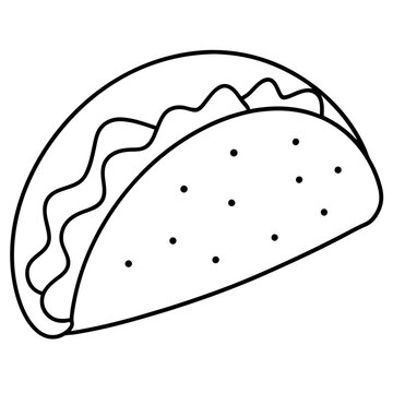 recommend clip art: taco outline coloring book page line art illustration digital drawing