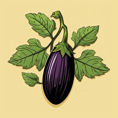 Purple Eggplant in Flat Style: Vector Art with Dark Colors