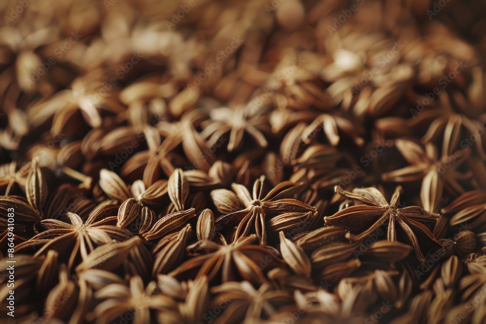 Poster a close-up view of various types of seeds arranged in a cluster