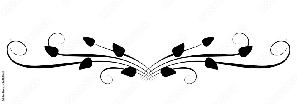 Poster wave ornament with leaves and abstract lines. decorative element for decor and text greeting or invi