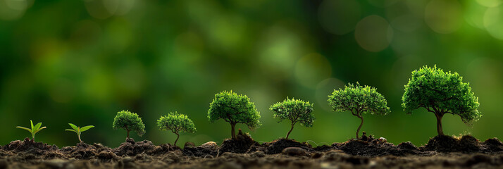 sequence of seed growing in trees in many stage