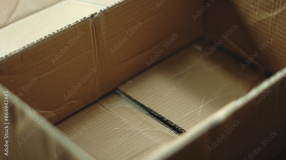 Poster A close-up shot of a cardboard box sitting on the floor, with no additional context