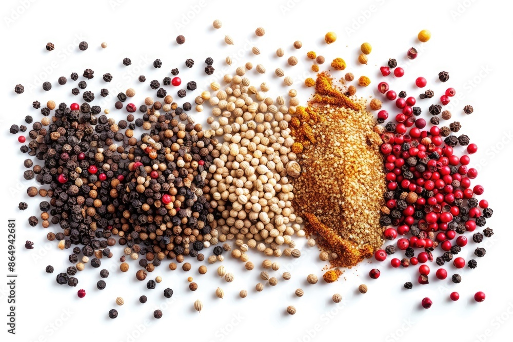 Poster a collection of various spices arranged on a white surface