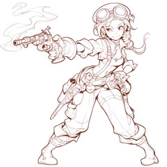 Naklejka premium character steam punk isolated on white background