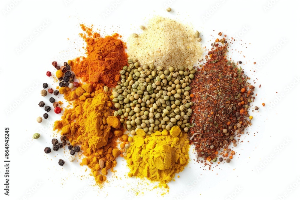Poster A selection of various spices displayed on a clean white surface