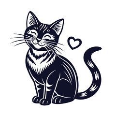Cat pet sticker Vector Illustration.