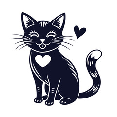 Cat pet sticker Vector Illustration.