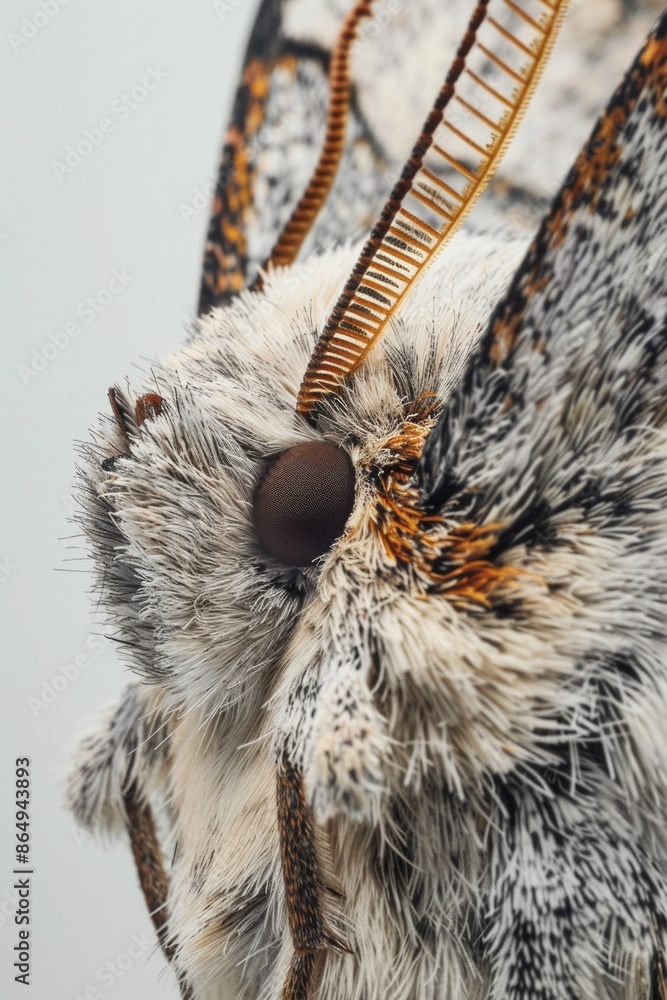 Aufkleber A close-up view of a moth's face with a comb inserted into its mouth