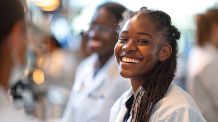 Image of a diverse team of scientists collaborating in a modern laboratory, their shared passion for research driving groundbreaking discoveries.