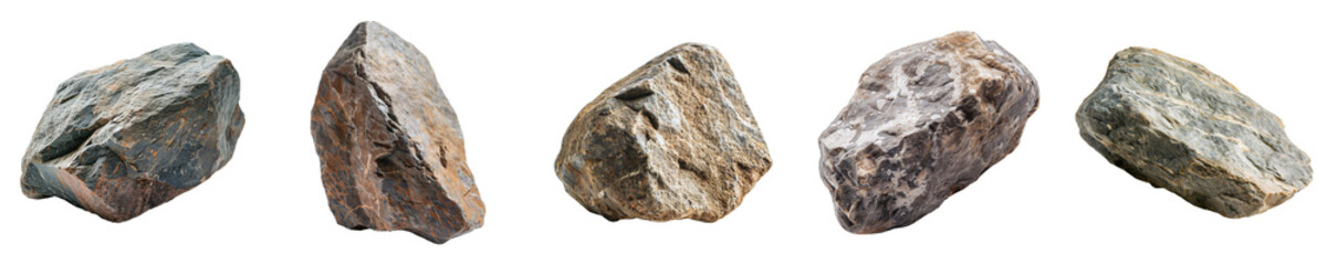 Obraz premium A collection of rock, stones isolated on transparent background