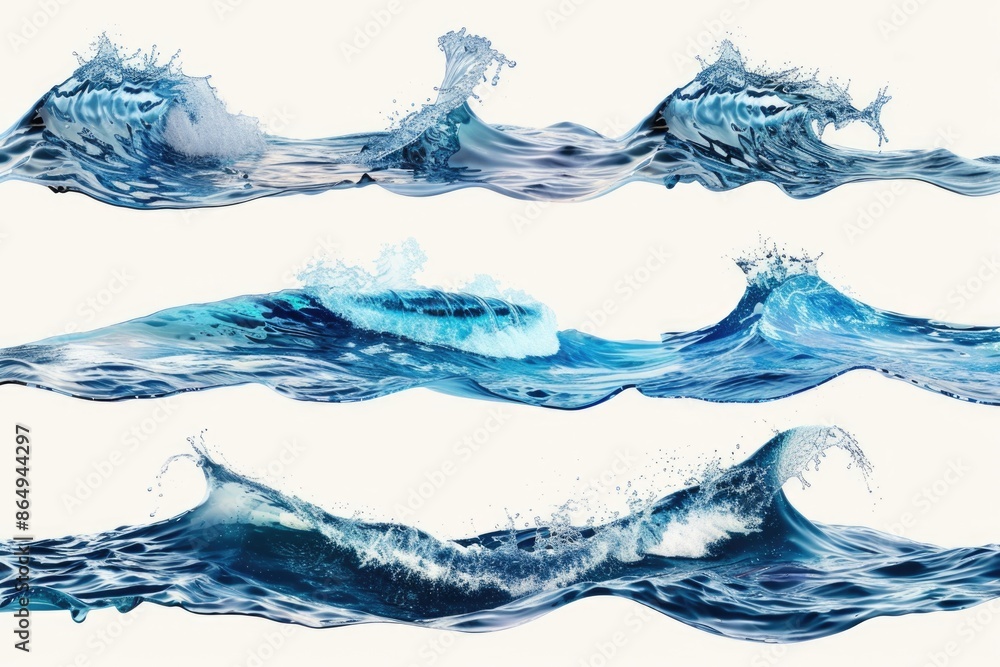 Poster A series of four different waves with varying shapes and textures