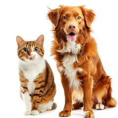 Obraz premium orange dog and orange cat standing together
