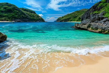 Fototapeta premium Tranquil tropical beach paradise with crystal clear water