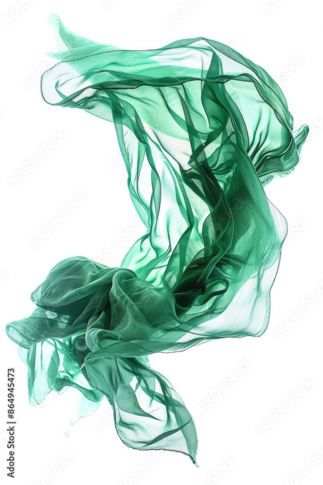 Poster a close-up view of a green cloth on a plain white background