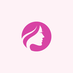 Beautiful Woman Face Circle logo vector design template