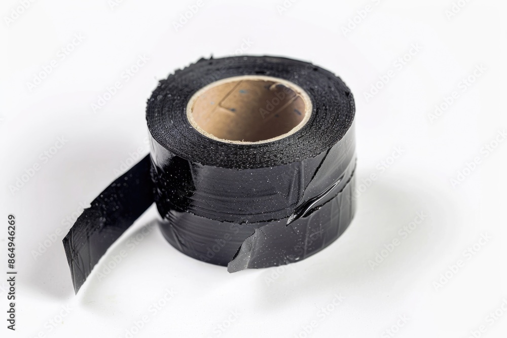 Aufkleber a simple image of a roll of black tape stuck to a white surface
