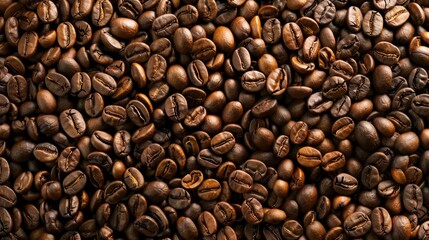 Fototapeta premium Overhead view of backdrop representing halves of dark brown coffee beans with pleasant scent