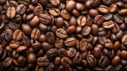 Obraz premium Overhead view of backdrop representing halves of dark brown coffee beans with pleasant scent