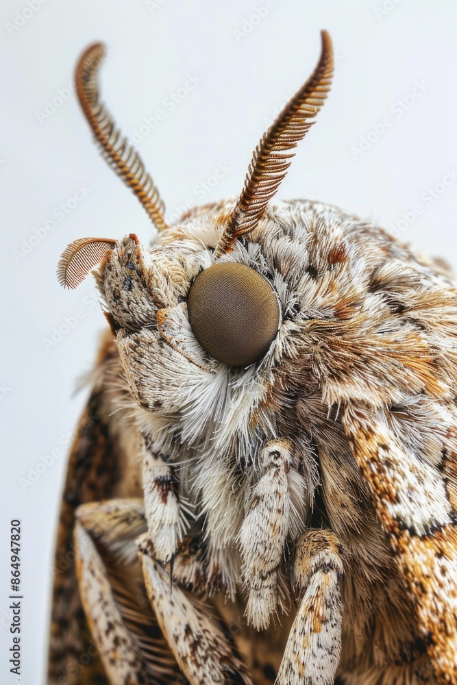 Poster Close-up shot of a moth's face with intricate features and patterns