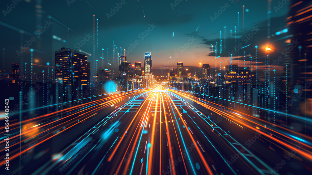Poster a digital transformation roadmap with key milestones and objectives, highlighting the process of int