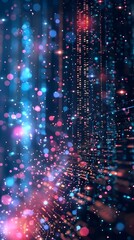 Surreal Digital Code Wallpaper with Bioluminescent Glowing Ethereal Fragments and Clear Space