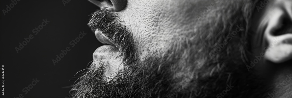 Aufkleber a closeup shot captures the sharp angles and lined edges of a square jaw accentuated by a neatly tri