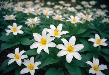 White flowers growing in the garden close up