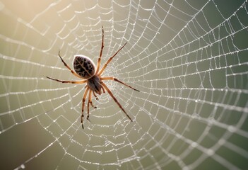 Fototapeta premium A large spider sitting on a cobweb. Macro photography