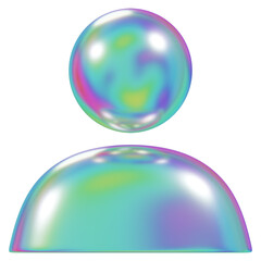 Metallic avatar png 3D user profile icon, transparent background
