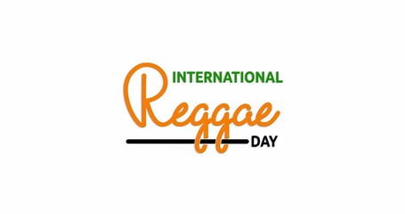 International Reggae Day text animation. Handwritten text calligraphy with alpha channel. Great for celebrating reggae music, promoting cultural heritage, and social media posts.