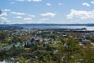 Skyline of the New Zealand resort town of Rotorua
