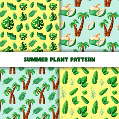 summer plant pattern set illustration