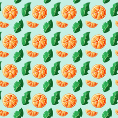 fresh orange and leaf pattern background