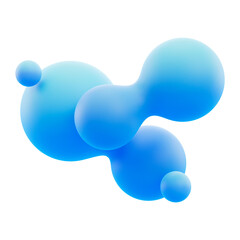 Liquid fluid png 3D blue abstract shape, transparent background