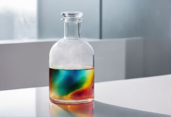 Interior of clean modern white medical or chemical laboratory background. Horizontal template for a poster, webpage or leaflet. Generative AI content