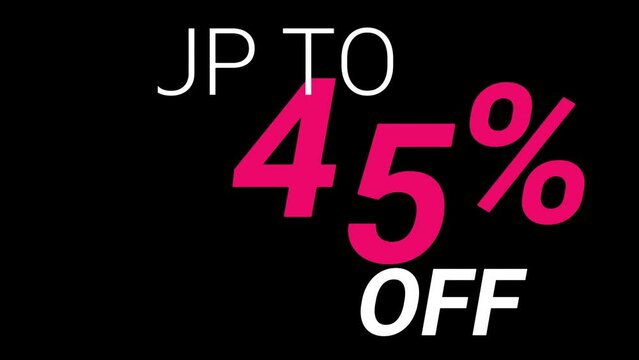 Mega Big Sale up to 45% off seamless looping text 3d animated vedio on black background