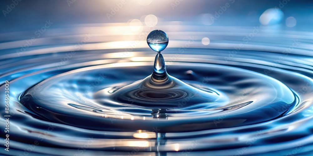 Sticker Water drop close-up with light reflection on surface, water, drop, close-up, liquid,reflection, surface, macro, purity, dew, rain