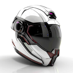 Fototapeta premium Futuristic Black and Gold Motorcycle Helmet Isolated on White Background