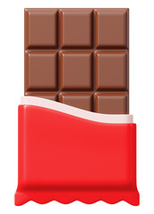 Chocolate bar png food, 3D illustration, transparent background