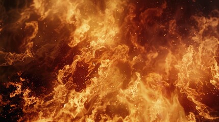 A close-up shot of intense flames with lots of smoke