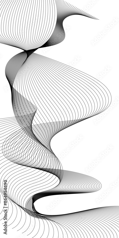 Poster abstract wavy curve lines background. abstract frequency sound wave lines and technology curve lines