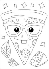nerd fun pizza coloring book page