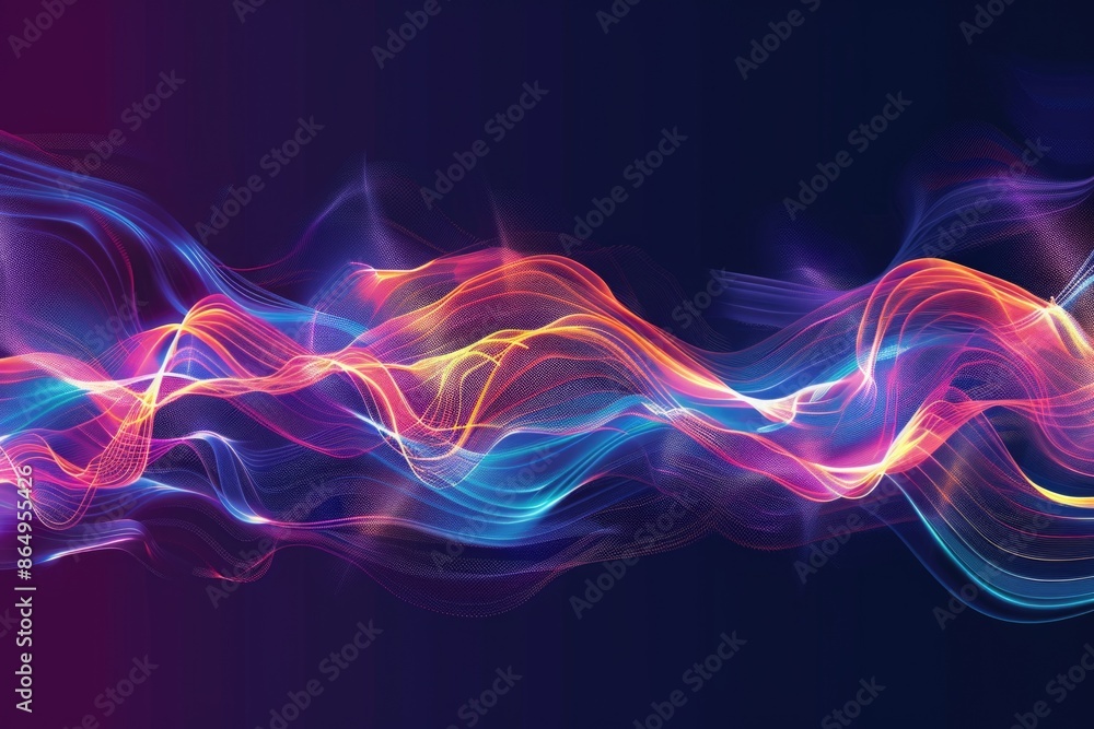 Poster A vibrant wave of light on a dark background, suitable for use in various design projects