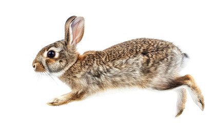 Obraz premium cute rabbit running on the floor on white background