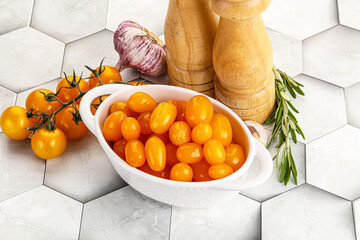 Marinated natural yellow cherry tomato