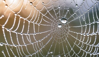 Fototapeta premium Dewdrops on a delicate spiderweb.