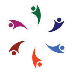 Colorful People Together Sign, Symbol, Logo isolated on White background. Vector illustration. EPS 10