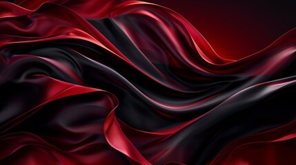 Obraz premium Elegant black and red silk fabric waves texture