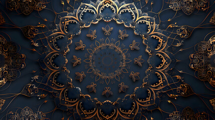 arabic luxury mandala wedding invitation card,arabic islamic golden arabesque pattern east style,ramadan style decorative mandala,generative ai