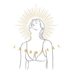 Png woman and moon cycle, spiritual remix, transparent background